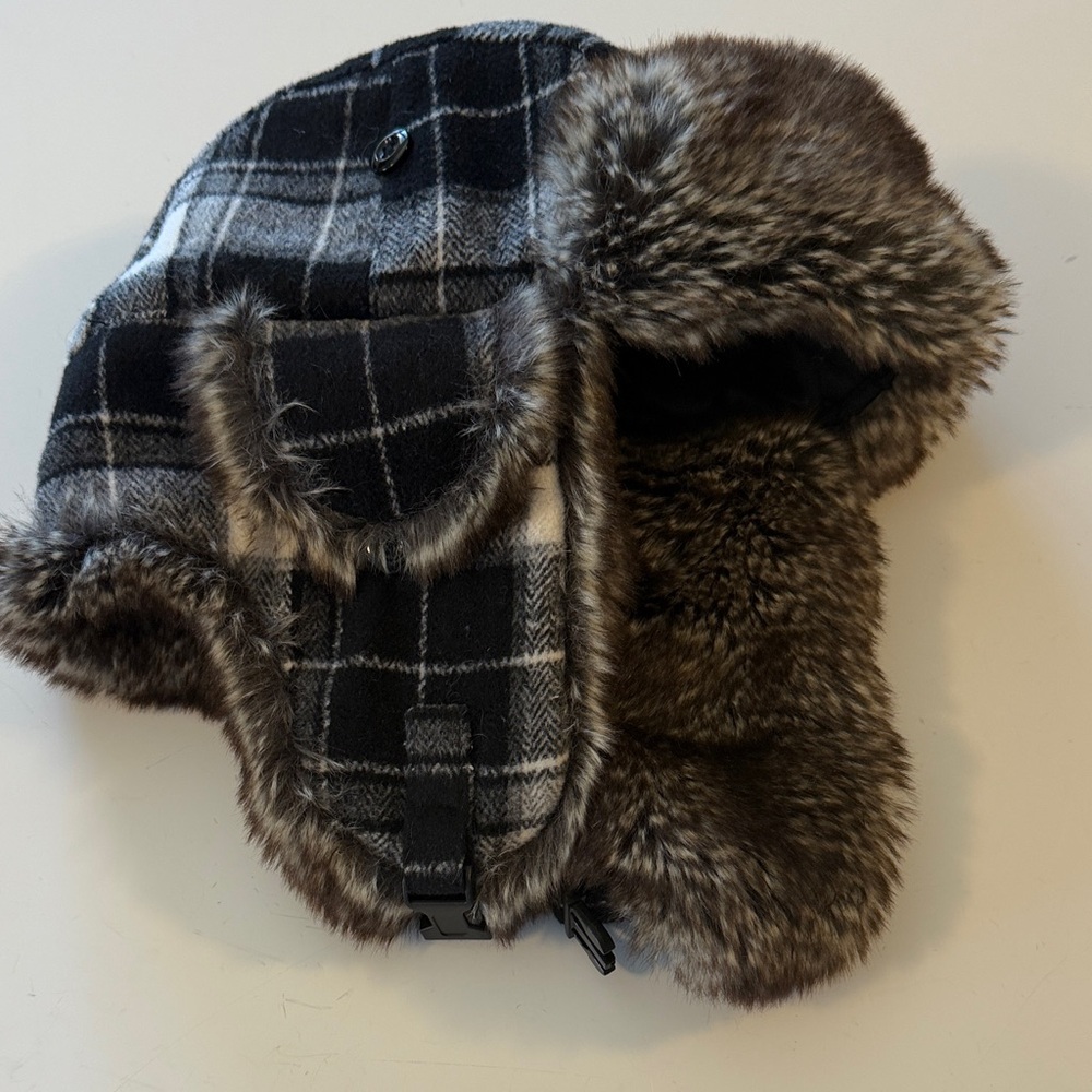 Chaos brand Plaid Trapper Hat with Faux Fur